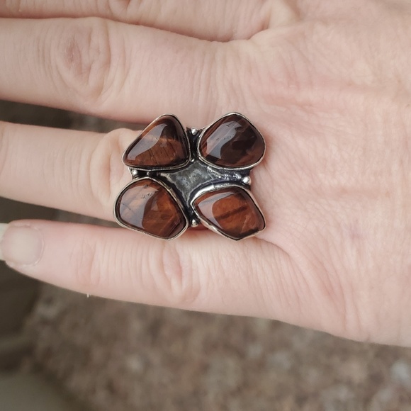 New Red Tiger Eye 925 Silver Ring. - Picture 11 of 14